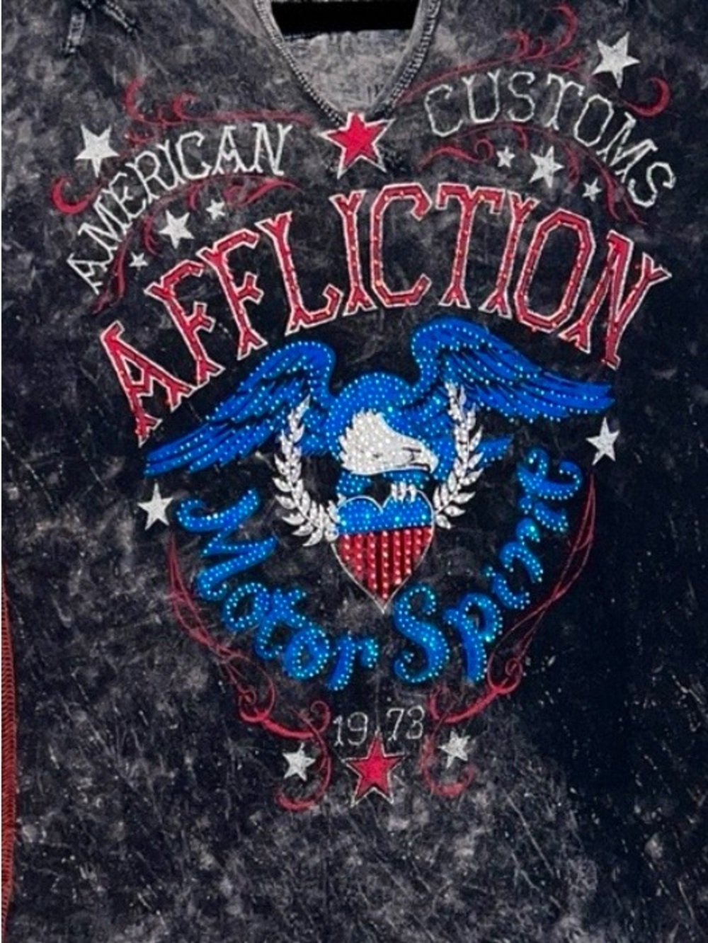 NWOT Y2K Vintage Women’s Affliction Black Burnout American Customs Tee Size M